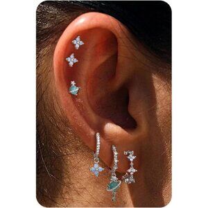 Sterling Silver Post Earrings for Women - Hypoallergenic Cartilage Earrings Dain